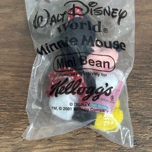 DISNEY World Mini Bean Bag Plush MINNIE MOUSE Kellogg’s Cereal Promo Toy 2001